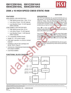 IS61C25616AL-10TLI datasheet  